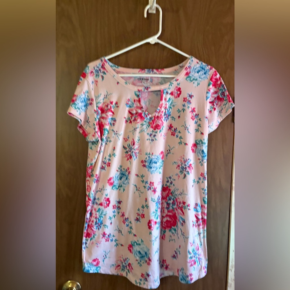 Joe Boxer Light Pink Floral Cut Out Blouse
